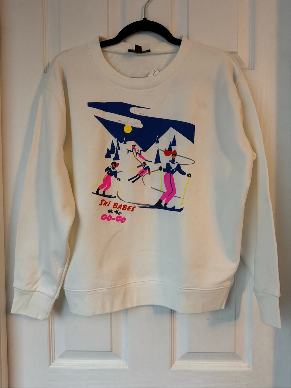 J. Crew Cream Sweatshirt with Ski Graphic